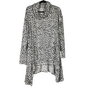 Livi Lane Bryant Leopard Print Cowl Neck Sharkbite Tunic Top Plus Size 22/24